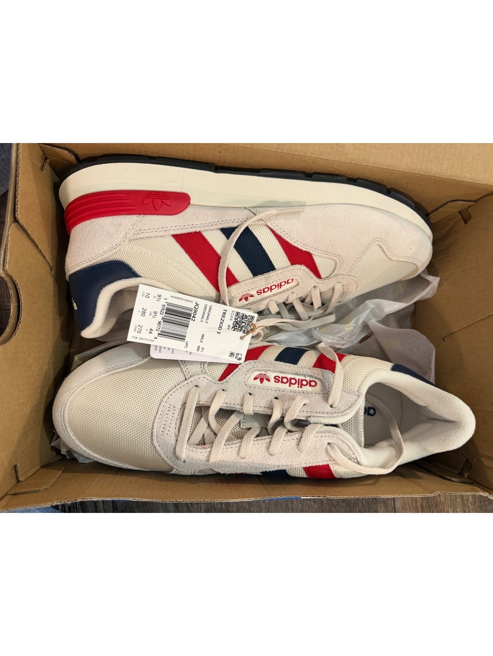 NWT Adidas Originals Treziod 2 Sneakers Cream Red Navy JQ9042 Men’s 10